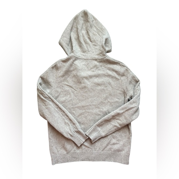 100% Wool Women's Cable Knit Zip Cardigan with hoodie brown size large. - Picture 7 of 13